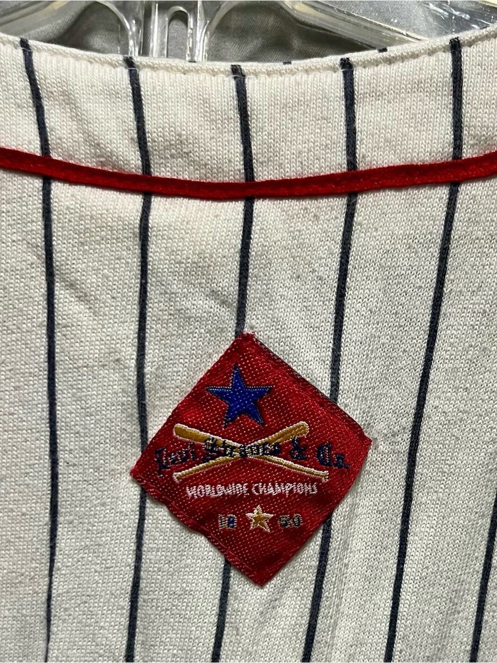 Vintage Little Levi’s Baseball Jersey Shirt Size 6 Pinstripe Long Sleeve 90s - Picture 4 of 6